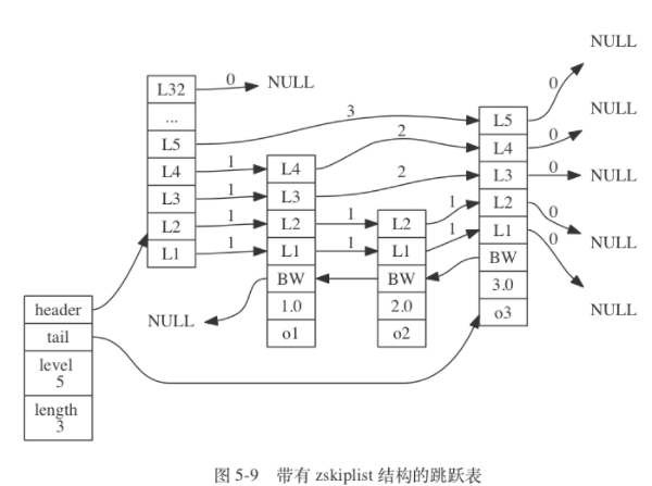带有zskiplist结构的跳跃表